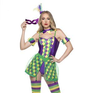 Mardi Gras Babe Costume – 5-Piece Carnival-Inspired Party Outfit